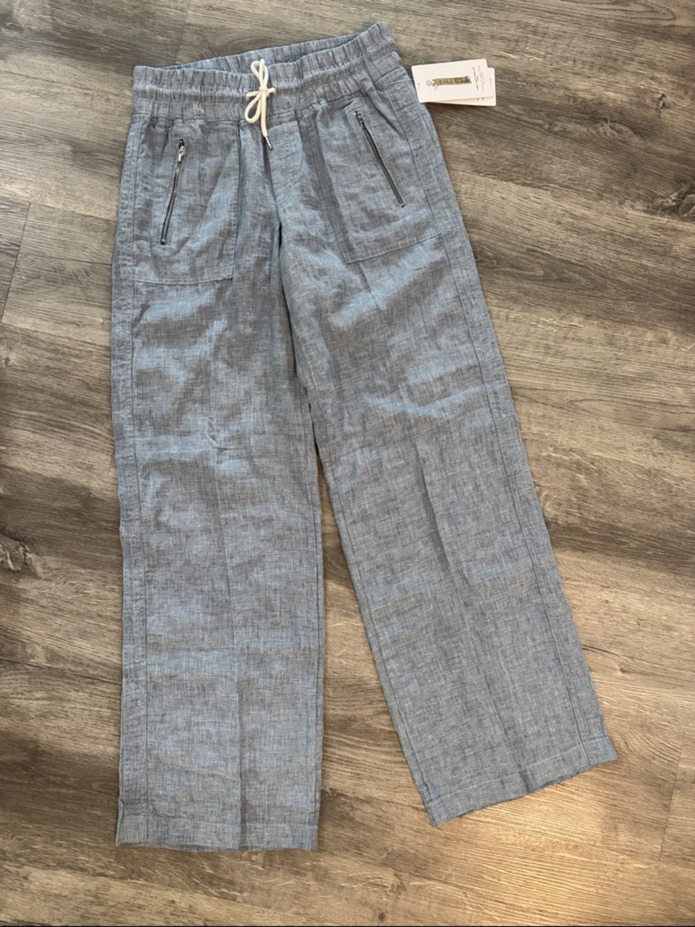 NWT Athleta Cabo Linen Wide Leg Pant "Chambray Blue" Size 6 TALL - Picture 2 of 12